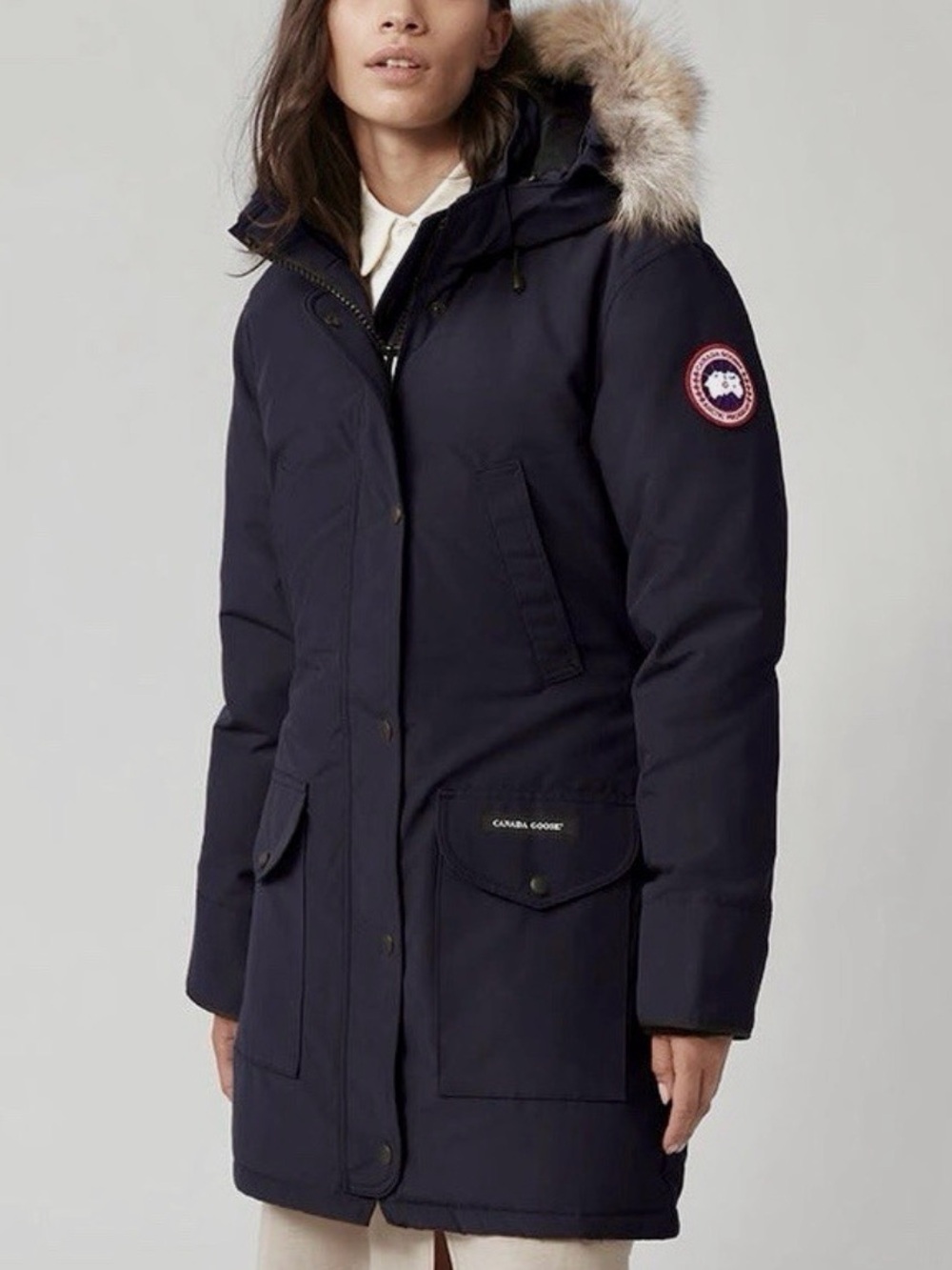 Canada Goose Navy Parka with Fur-Trim Hood
